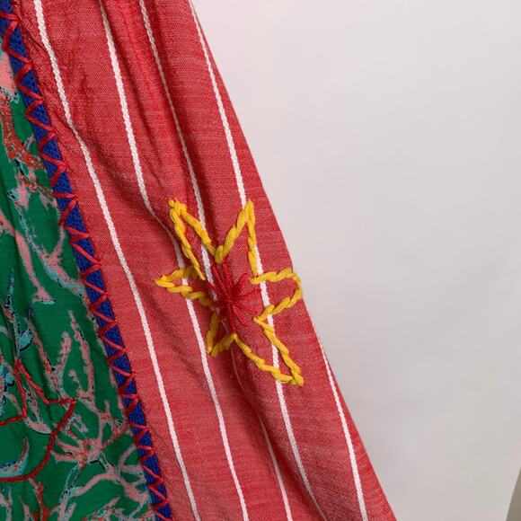 Lightweight Bright Striped Lace Embroidered Dress Coverup Cottage Small Medium - Picture 8 of 11